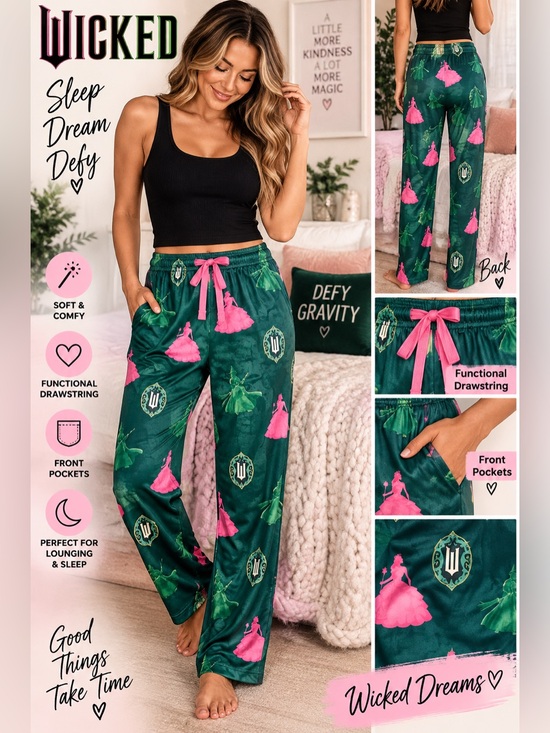 Other - Wicked Sleep Pants Size Small Green Pink Glinda Elphaba Pajama Pants NWOT